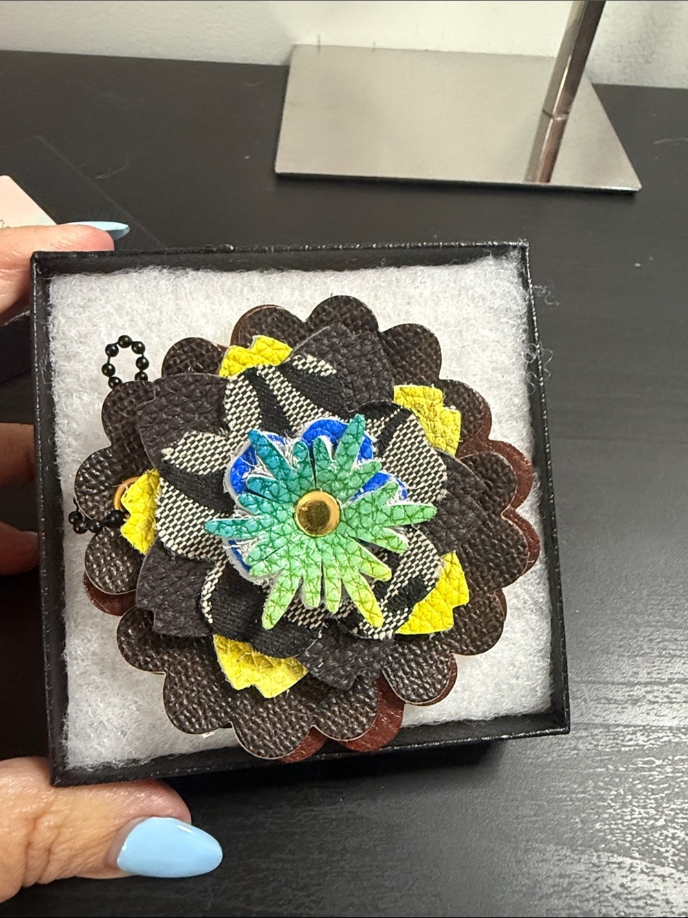 Handcrafted Floral Layered Leather Key Holder/Bag Charm
